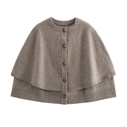 Elarova | Damen weiches StrickCape mit Knöpfen