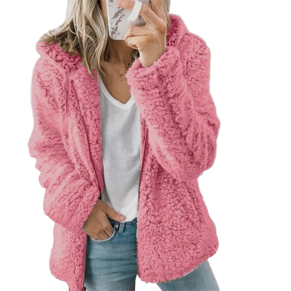 Damen Bärenfell-Mantel Weicher Fleece Schwarz - Norvielle