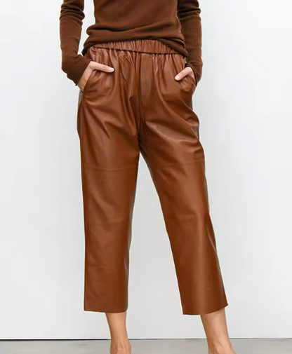 Elarova | Dash Petal Taille Tasche Faux Leder Hosen