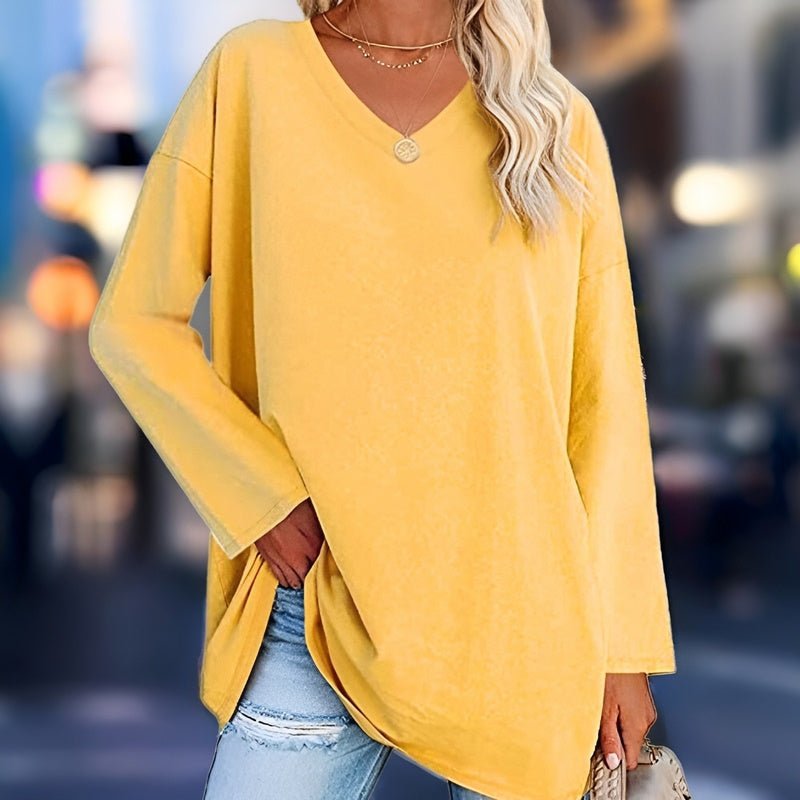 Damen Langarmshirt V-Ausschnitt Komfort - Norvielle