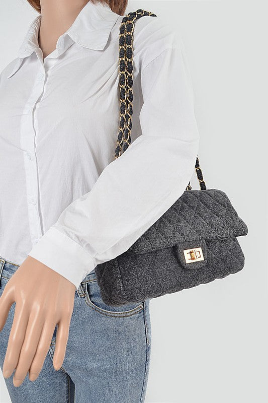 Elarova | Denim Gesteppte Umwandelbare Schultertasche