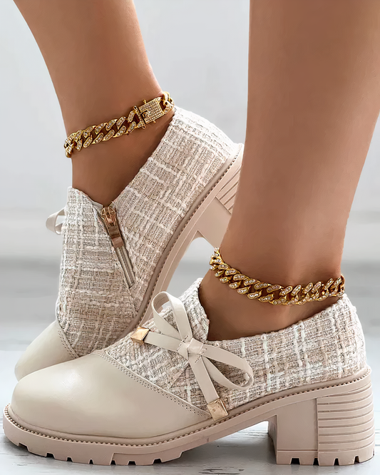 Damenschuhe mit dicken Absätzen und Spitze - Norvielle