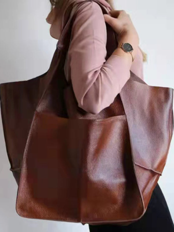 Elarova | Einfach Große Tasche Weiches Leder Große Kapazität Ein Schulter Tragbare Tote Tasche