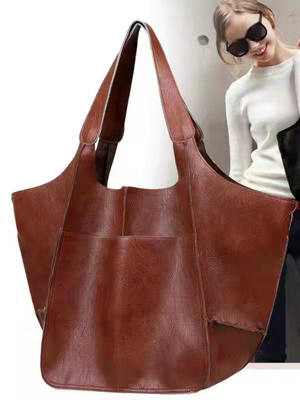 Elarova | Einfach Große Tasche Weiches Leder Große Kapazität Ein Schulter Tragbare Tote Tasche