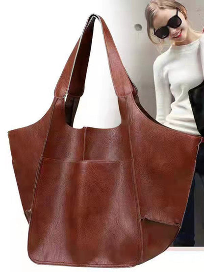 Elarova | Einfach Große Tasche Weiches Leder Große Kapazität Ein Schulter Tragbare Tote Tasche