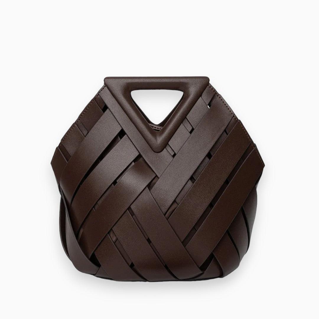 Norvielle Damen Schultertasche Einfach Leder Schwarz - Norvielle
