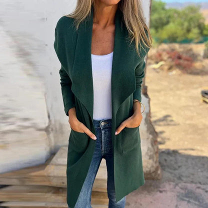 Elarova | Einfarbiger MidLength Cardigan Mantel