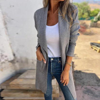 Elarova | Einfarbiger MidLength Cardigan Mantel
