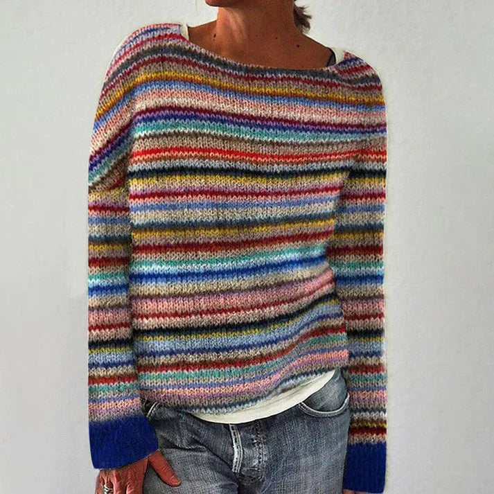 Eleganter Damen Langarm-Sweater Gestreift - Norvielle