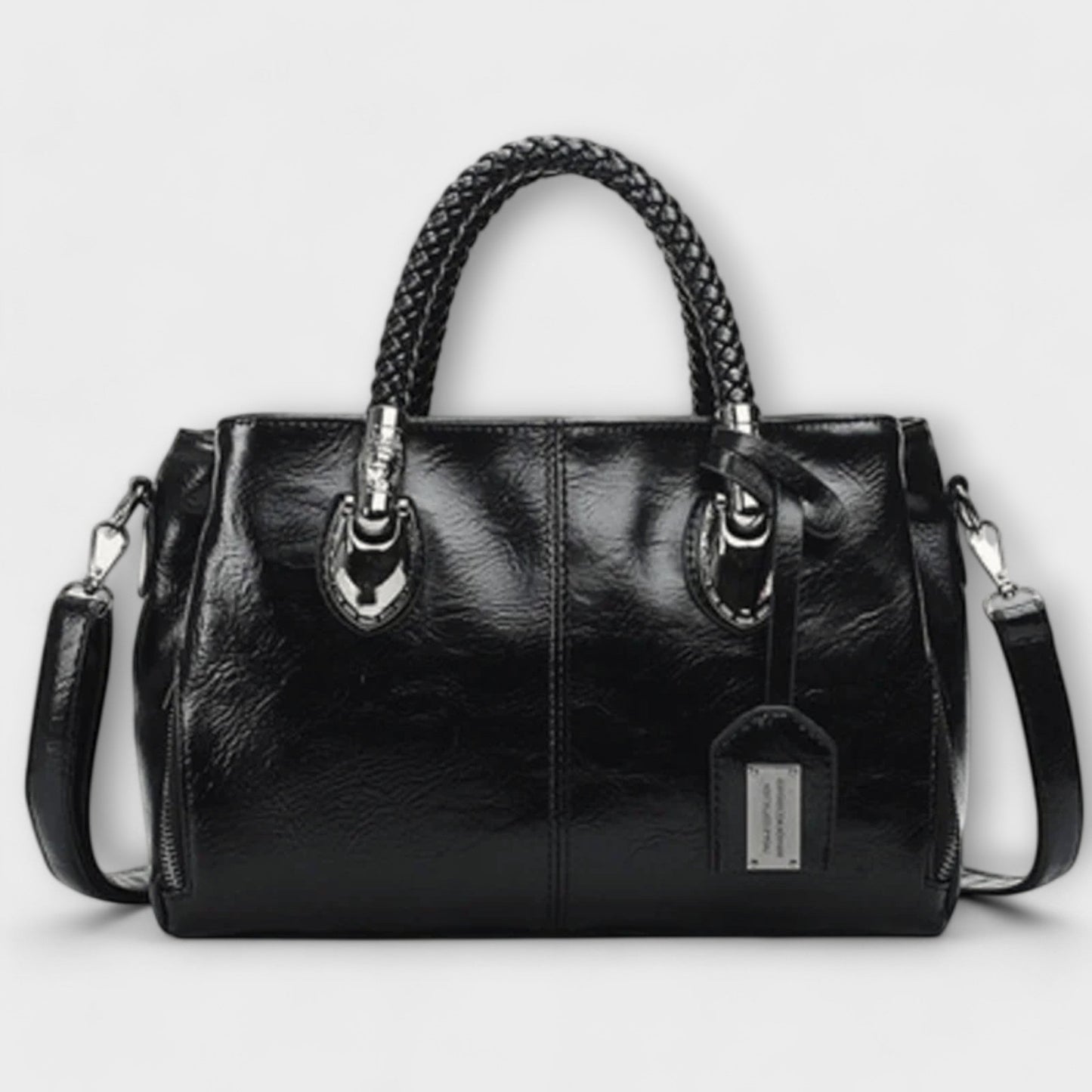 Elegante Leder Duffel Tasche Schwarz - Norvielle