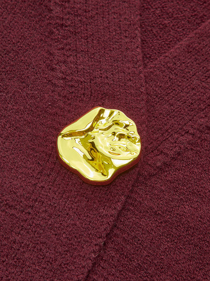 Elarova | Eleganter Metallknopf Kurzer Strickjacke