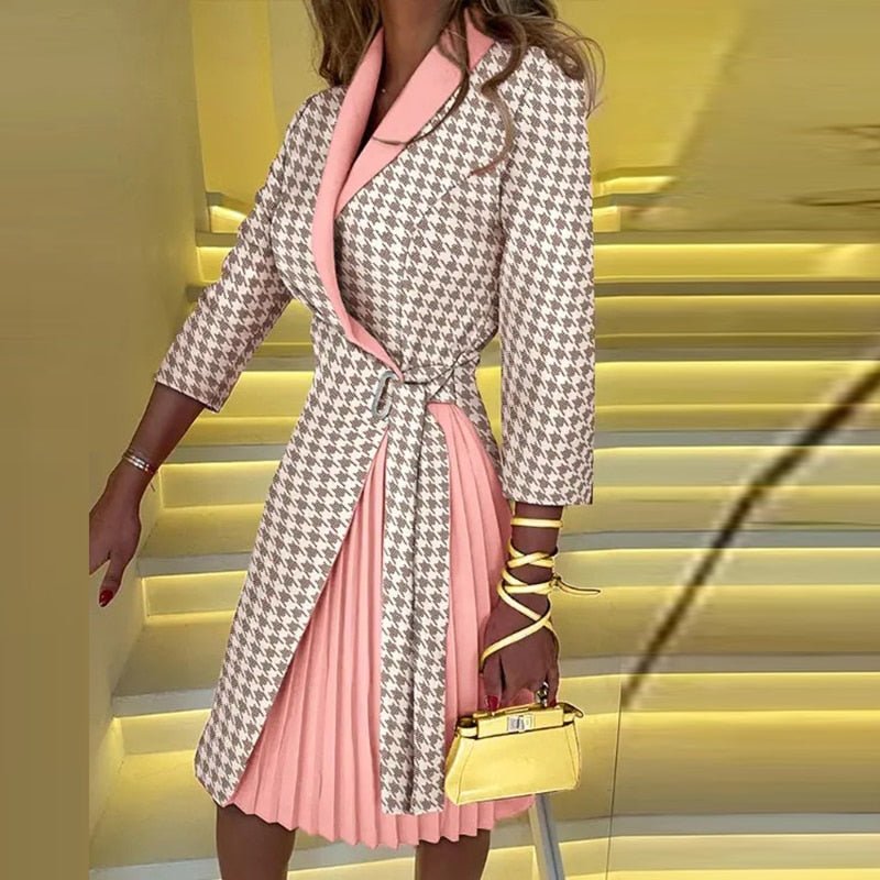 Norvielle Damen Blazer Kleid Eleganter Kragen - Norvielle