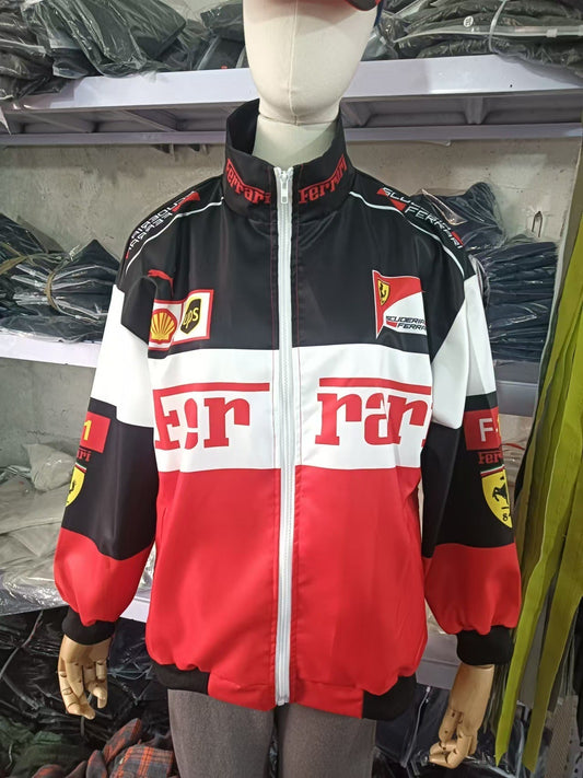 Norvielle Herren Langarm Bomberjacke Rennsport Print - Norvielle