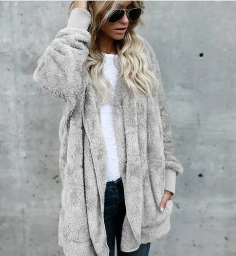 Elarova | FleeceCardigan | Superweicher lässiger FleeceCardigan mit Kapuze für Damen