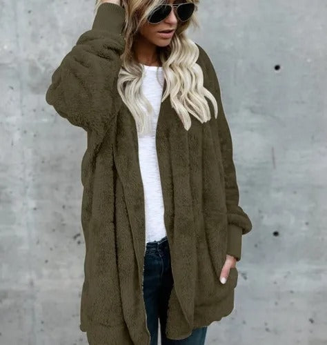 Elarova | FleeceCardigan | Superweicher lässiger FleeceCardigan mit Kapuze für Damen