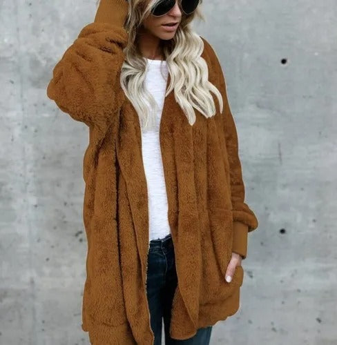 Damen Fleececardigan Superweich Lässig Mit Kapuze - Norvielle
