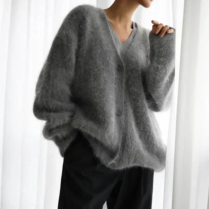 Elarova | Fluffy gestrickte Damenstrickjacke