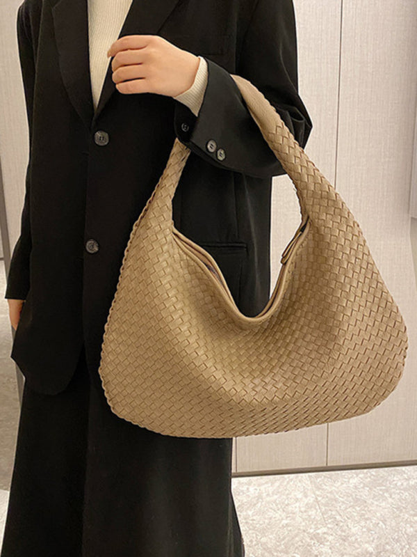Elarova | Französische Hochwertige Gewebte Tasche, Vielseitige Schulter Achseltasche, Nischenstruktur Tragbare Pendeltasche