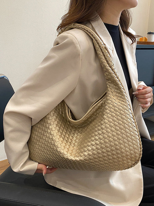 Elarova | Französische Hochwertige Gewebte Tasche, Vielseitige Schulter Achseltasche, Nischenstruktur Tragbare Pendeltasche