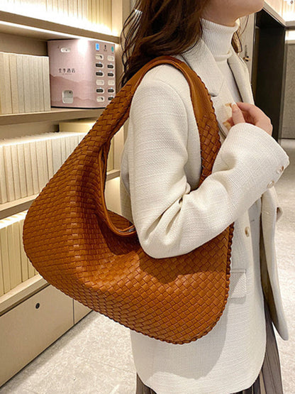 Elarova | Französische Hochwertige Gewebte Tasche, Vielseitige Schulter Achseltasche, Nischenstruktur Tragbare Pendeltasche