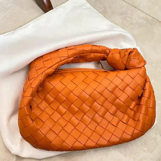 Frauen Handtasche Geknoteter Griff Geflochtener Stoff Braun - Norvielle