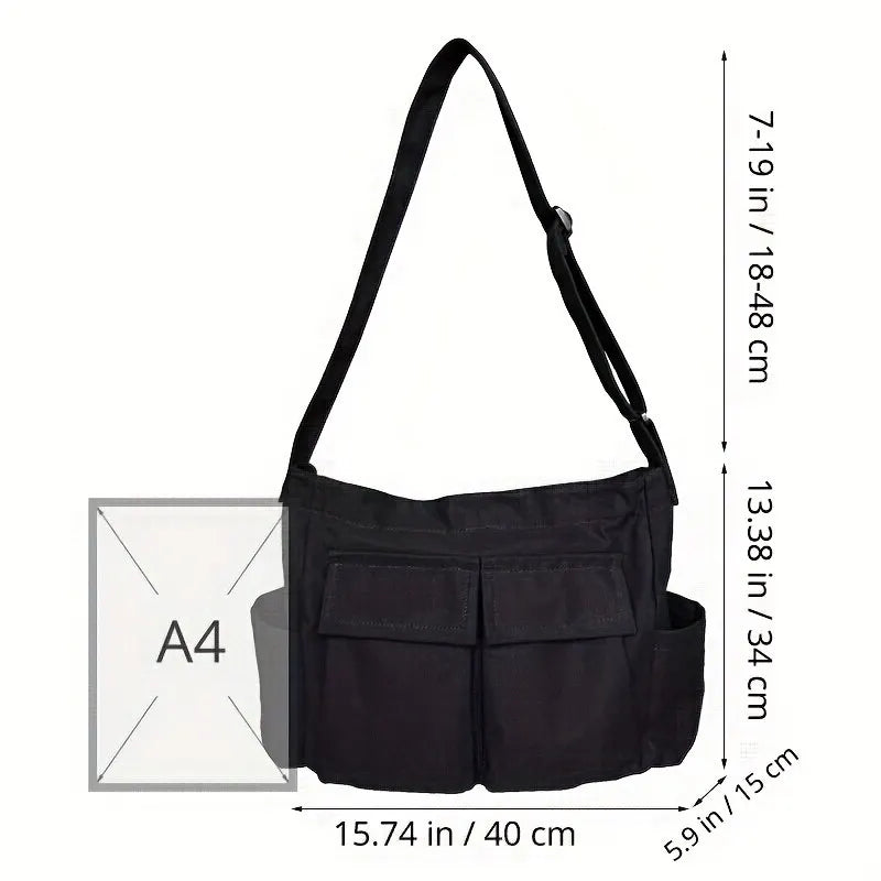 Elarova | Frauen Vintage Handtasche Canvas Teenager Schulter Tote Taschen Lieferdienst Tasche Damen Lässige Handtasche Crossbody Geldbörse