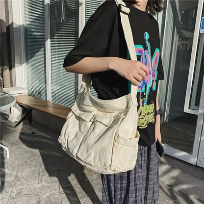 Elarova | Frauen Vintage Handtasche Canvas Teenager Schulter Tote Taschen Lieferdienst Tasche Damen Lässige Handtasche Crossbody Geldbörse