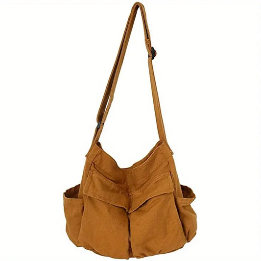 Damen Vintage Handtasche Canvas Schultertasche Beige - Norvielle