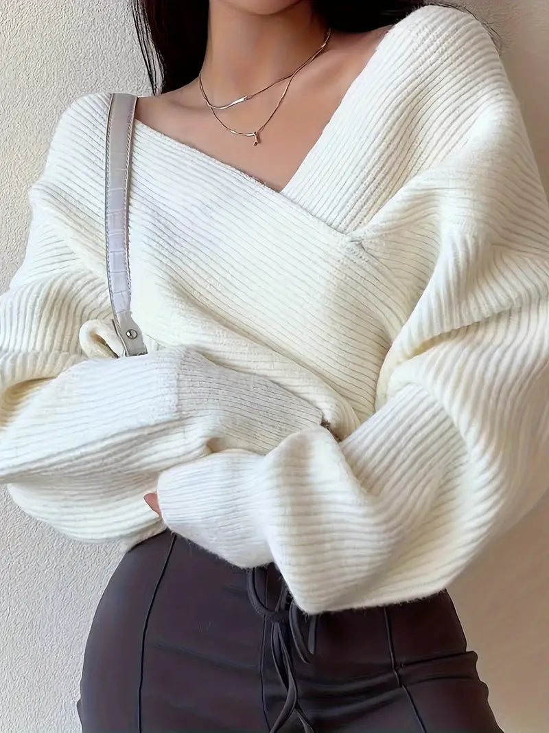 Norvielle Damen Gekreuzter Strick Cardigan - Norvielle