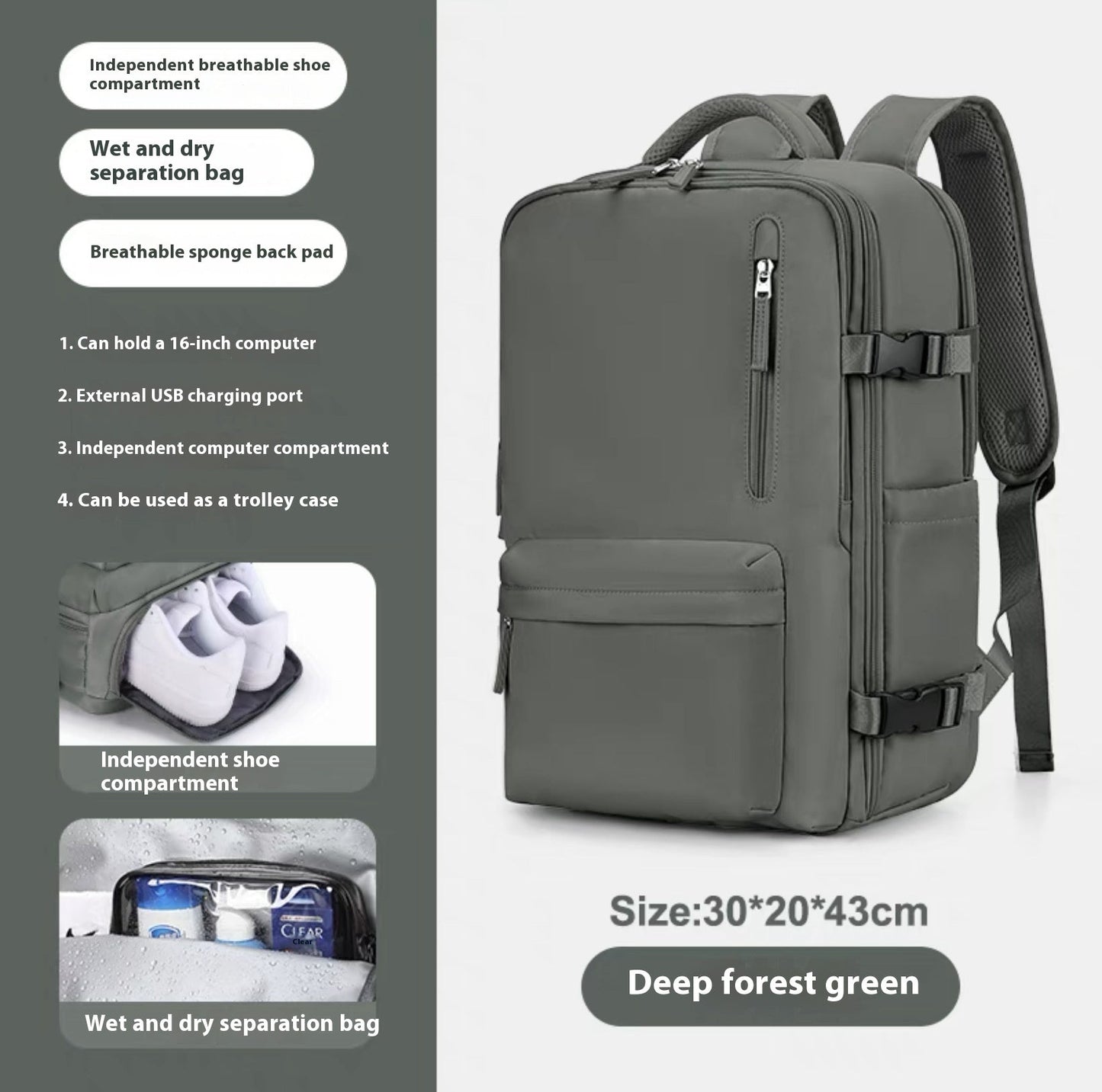 Elarova | Geräumiger Vielseitiger Rucksack