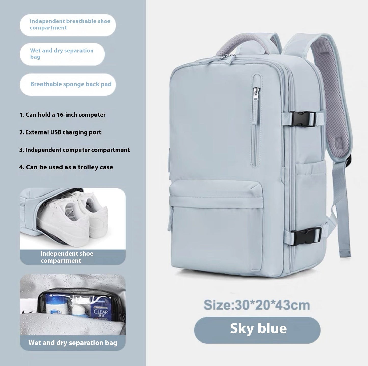 Elarova | Geräumiger Vielseitiger Rucksack