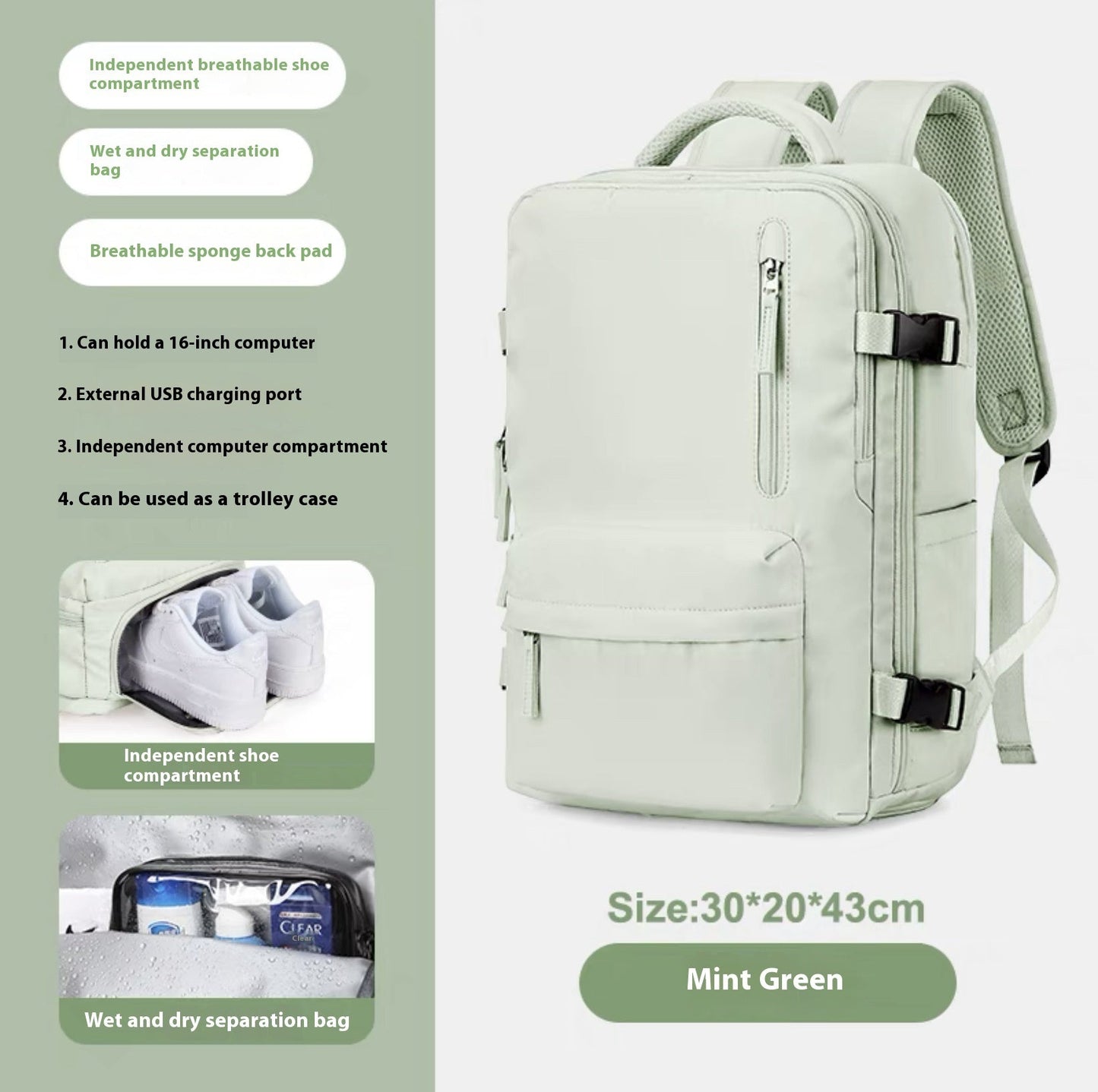 Elarova | Geräumiger Vielseitiger Rucksack