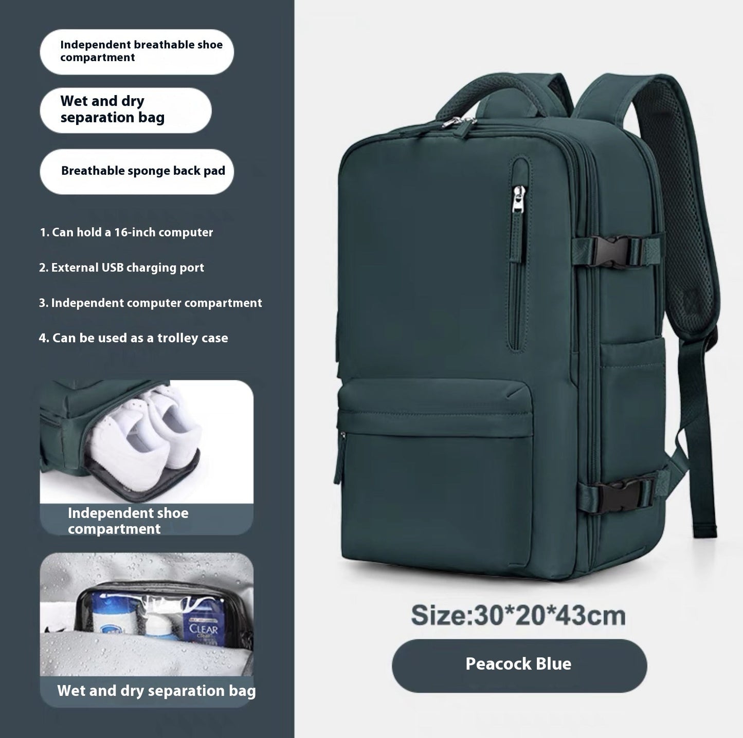 Elarova | Geräumiger Vielseitiger Rucksack