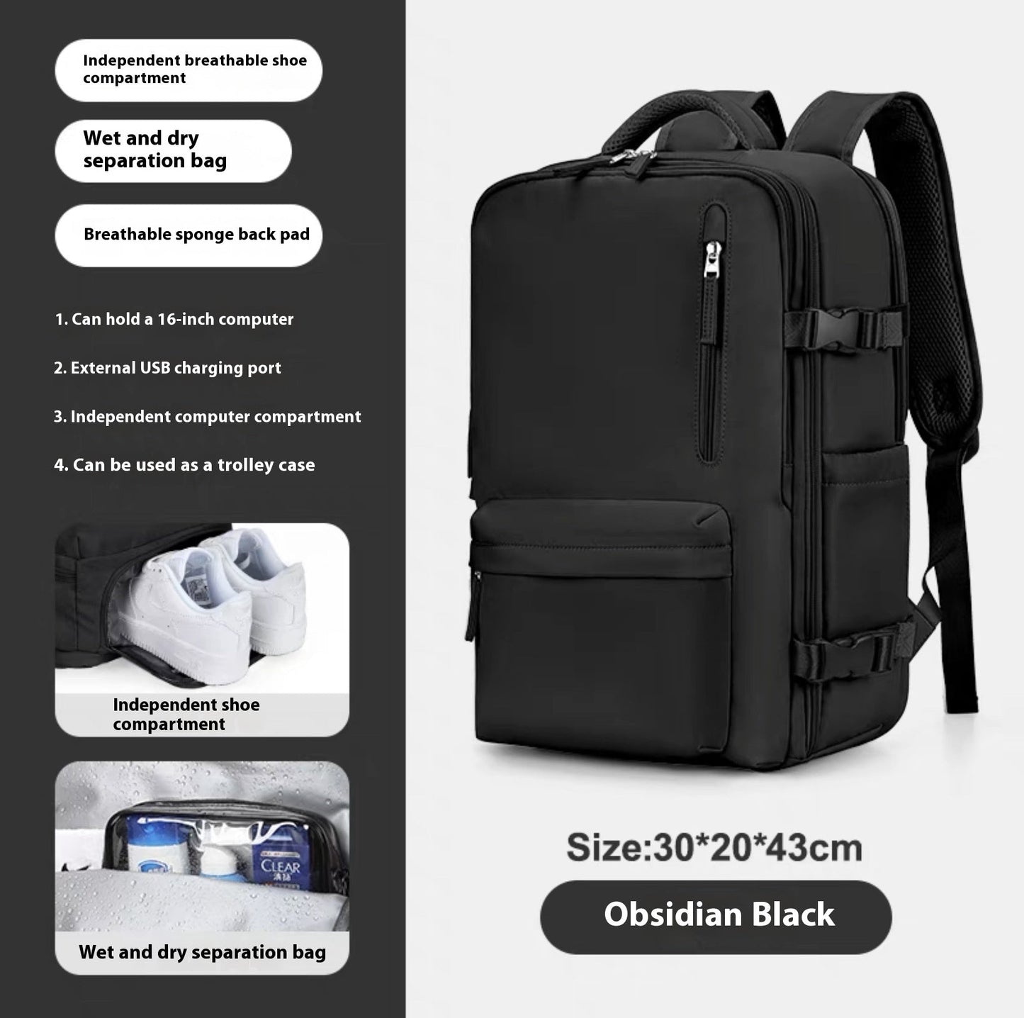 Elarova | Geräumiger Vielseitiger Rucksack