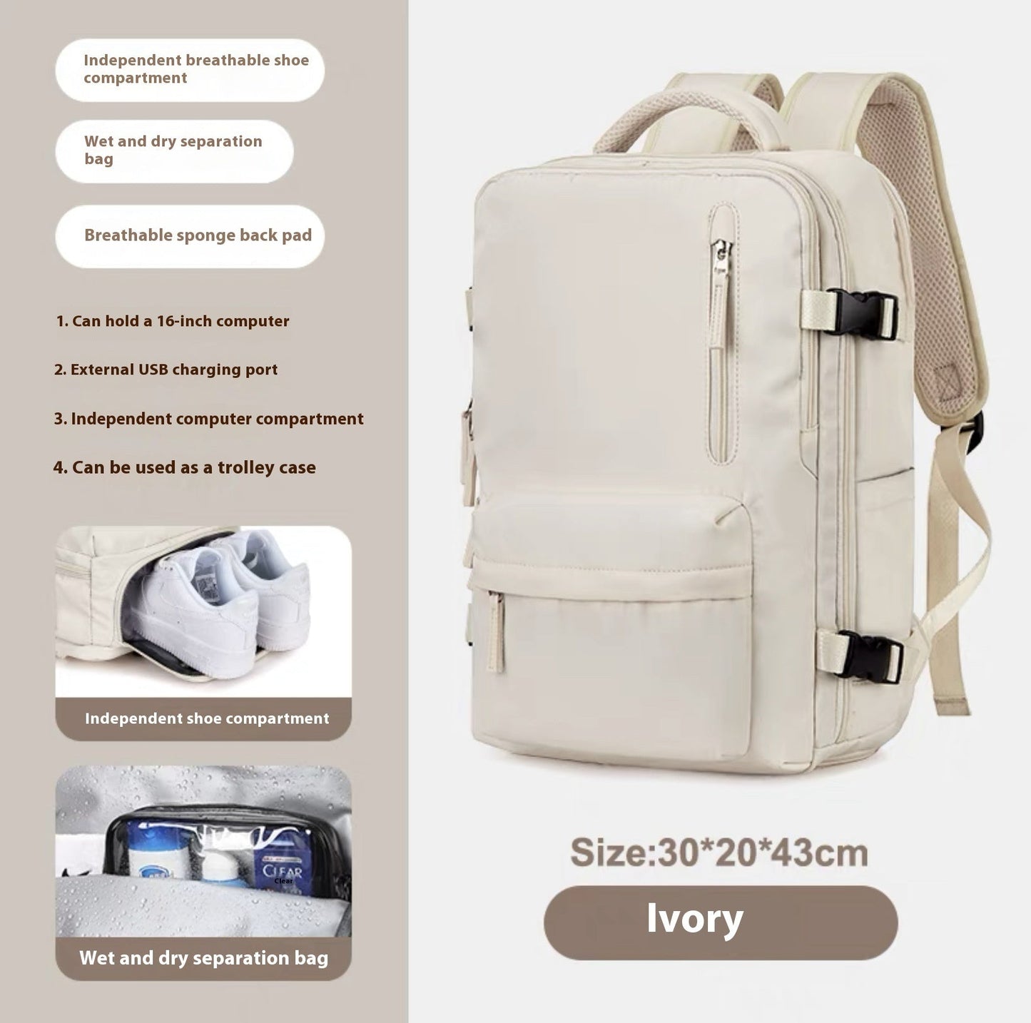 Norvielle Reise-Rucksack Groß Vielseitig - Norvielle