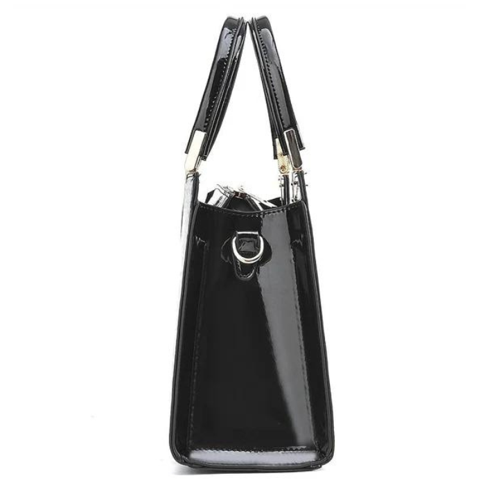 Elarova | Glänzende Tote Bag mit Krokodilmuster und langem Riemen
