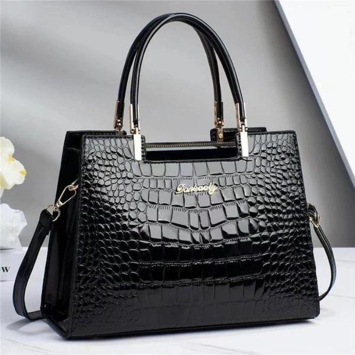 Norvielle Damen Tote Bag Krokodilmuster Langer Riemen Glänzend - Norvielle