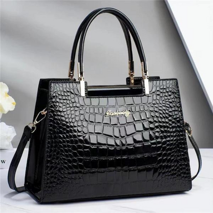 Norvielle Damen Tote Bag Krokodilmuster Langer Riemen Glänzend - Norvielle