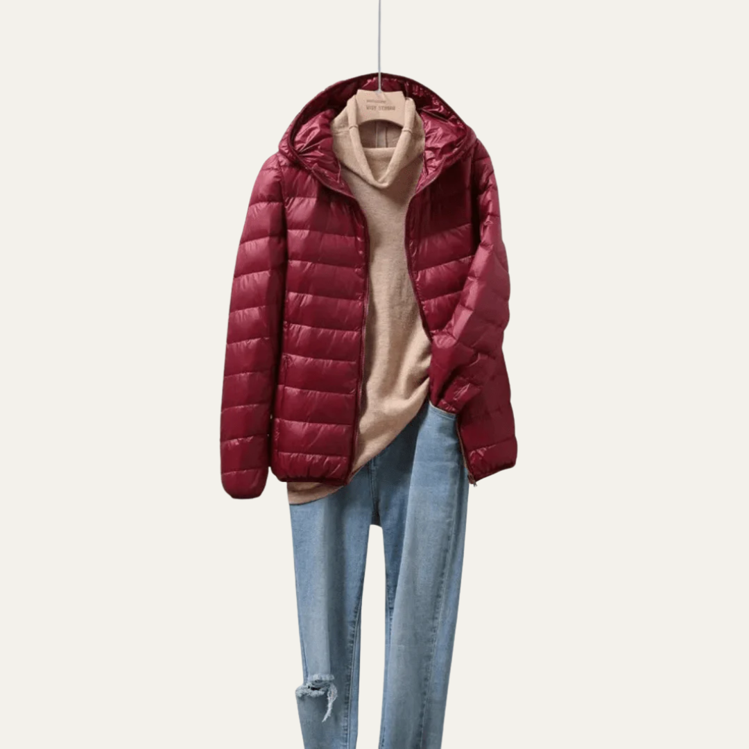 Elarova | Glänzende, ultraleichte Damen-Steppjacke