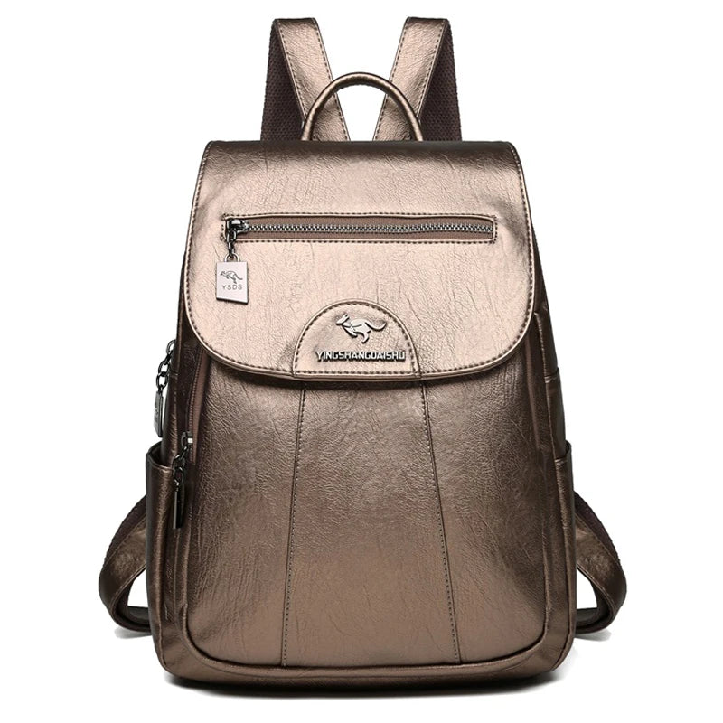 Elarova | Großer Leder Rucksack Mit Diebstahlschutz Für Damen