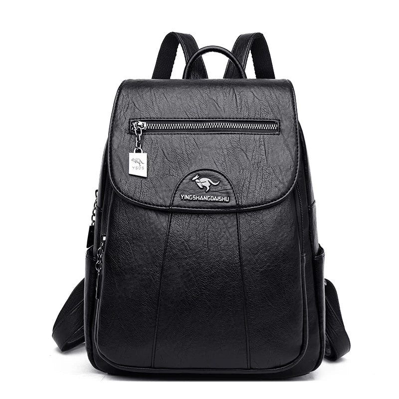 Elarova | Großer Leder Rucksack Mit Diebstahlschutz Für Damen