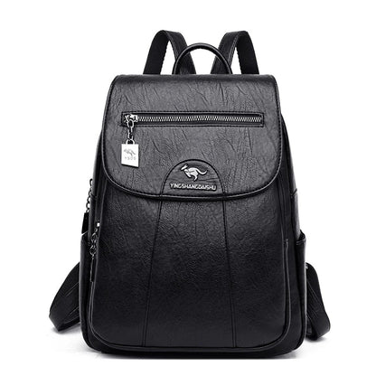 Elarova | Großer Leder Rucksack Mit Diebstahlschutz Für Damen