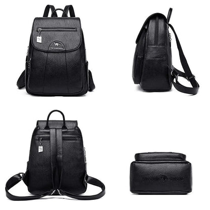Elarova | Großer Leder Rucksack Mit Diebstahlschutz Für Damen