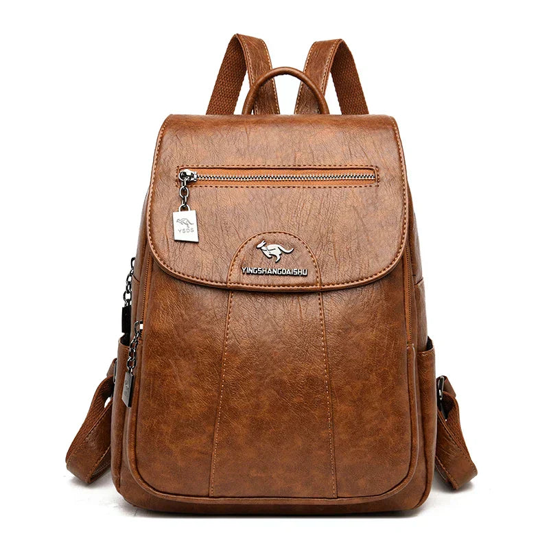 Elarova | Großer Leder Rucksack Mit Diebstahlschutz Für Damen