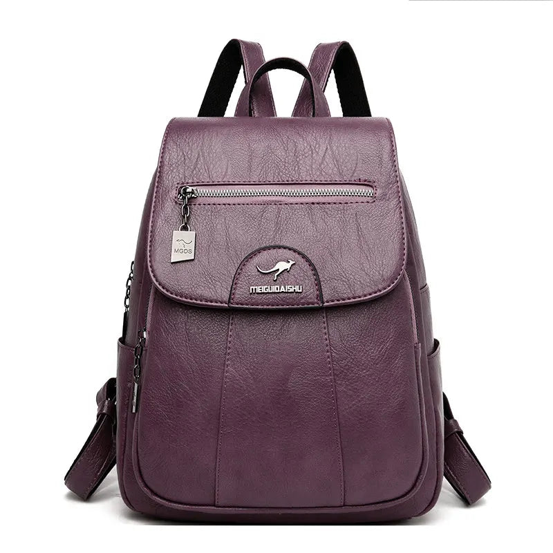 Elarova | Großer Leder Rucksack Mit Diebstahlschutz Für Damen