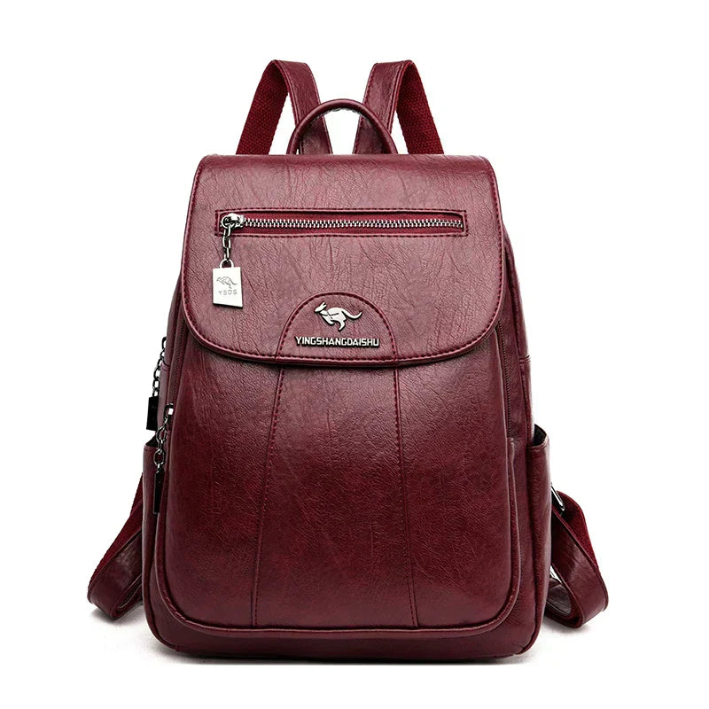 Elarova | Großer Leder Rucksack Mit Diebstahlschutz Für Damen