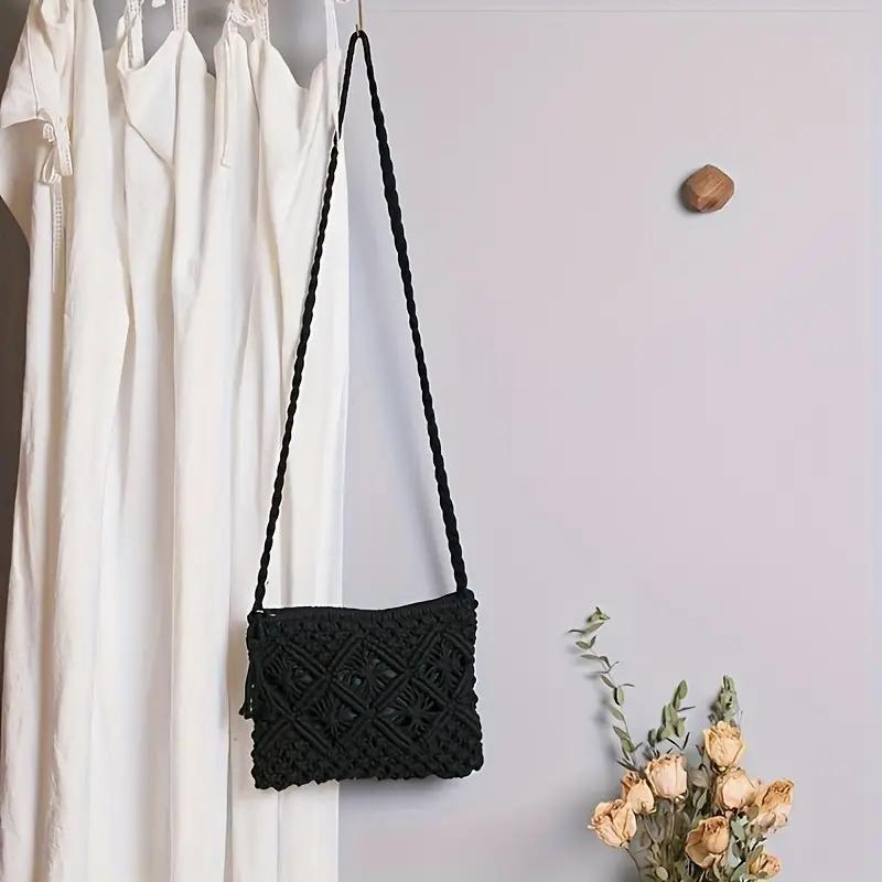 Elarova | Häkeltasche, Quaste, gewebt, Crossbody Bag, Umhängetasche