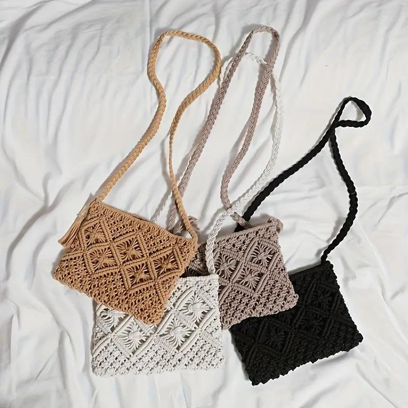 Elarova | Häkeltasche, Quaste, gewebt, Crossbody Bag, Umhängetasche
