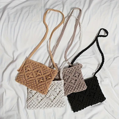 Elarova | Häkeltasche, Quaste, gewebt, Crossbody Bag, Umhängetasche
