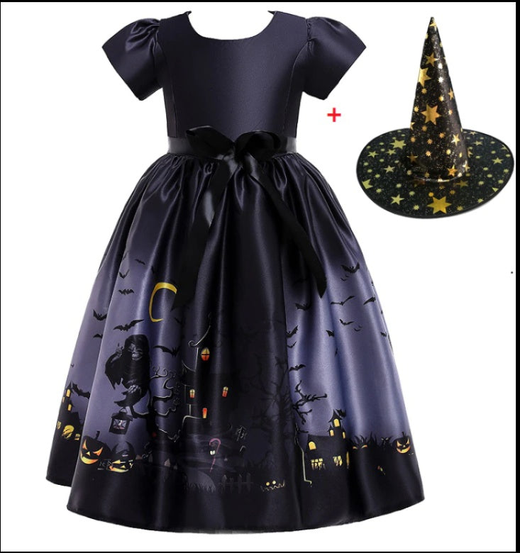 Elarova Halloween Prinzessin Kleid mit Halloween-Druck